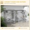 Wooden Outdoor Cat House Catio Playground Cat Window Box Outside Enclosure with Weather Protection Roof for Multiple Kitties
