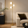 Modern Gold Floor Lamp with Opal Glass Shades