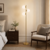 Modern Gold Floor Lamp with Opal Glass Shades