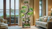 Plant Stand with Grow Lights, 8 Tiered Indoor Plant Shelf, 61" Tall Plant Stand for Indoor Plants