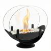 Oval Glass Tabletop Fireplace - Black