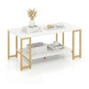 Modern Accent Table with Open Storage Shelf - White