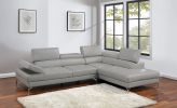 Light Gray Sectional Couch 2Pc Set Living Room Faux Leather