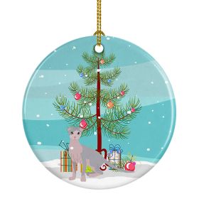 NEW Ukrainian Levkoy Cat Christmas Ceramic Ornament Christmas Tree Hanging Decorations for Home Christmas Holiday, Party, Gift, 3 in, Multicolor