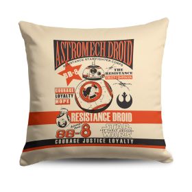 Disney Star Wars Episode 8 Vintage Signage BB8 Throw Pillow 18x18 Inches
