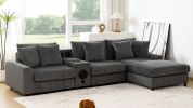 11464 Corduroy Sectional Sofa With Bluetooth Speakersl