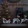 +Reindeer & Sleigh Christmas Decoration 60 LEDs Outdoor Silver