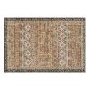 6 x 9 Brown Green Washable Vintage Area Rug