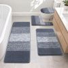 Grey 4-Piece Washable Bathroom Rug Set