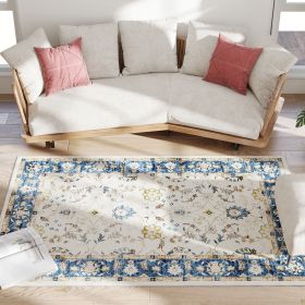 4x6 Machine-Washable Floral Area Rug