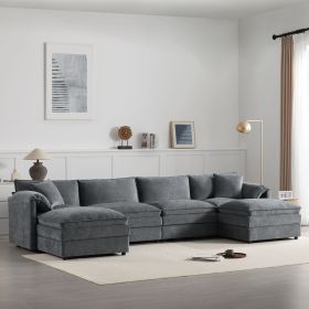 136 Chenille Modular Sectional Sofa With Deep And Wide