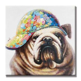 Nan Hand Painted Abstract Oil Painting Wall Art Modern Minimalist Pet Dog Picture Canvas Home Decor For Living Room No Frame - 60X60Cm6