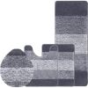 Grey 4-Piece Washable Bathroom Rug Set