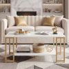 Modern Accent Table with Open Storage Shelf - White