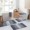 Grey 4-Piece Washable Bathroom Rug Set