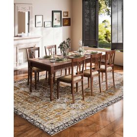 9 x 12 Brown Green Washable Vintage Area Rug