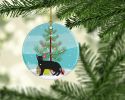 NEW Russian White Black Cat Christmas Ceramic Ornament Christmas Tree Hanging Decorations for Home Christmas Holiday, Party, Gift, 3 in, Multicolor