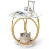 Faux Marble Round Side Table - Gold