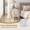 Faux Marble Round Side Table - Gold