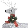 +Reindeer & Sleigh Christmas Decoration 60 LEDs Outdoor Silver