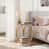 Faux Marble Round Side Table - Gold