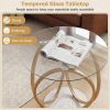 Faux Marble Round Side Table - Gold