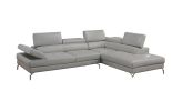 Light Gray Sectional Couch 2Pc Set Living Room Faux Leather