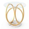 Faux Marble Round Side Table - Gold