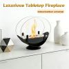 Oval Glass Tabletop Fireplace - Black