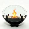 Oval Glass Tabletop Fireplace - Black