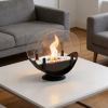Oval Glass Tabletop Fireplace - Black