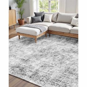 6 x 9 Gray Washable Boho Area Rug