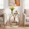 Faux Marble Round Side Table - Gold