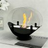Oval Glass Tabletop Fireplace - Black