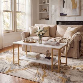 Modern Accent Table with Open Storage Shelf - White