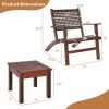 3-Piece Outdoor Wooden Rattan Patio Set
