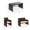 Brown Resin Wicker 4-Piece Modern Patio Furniture Set With