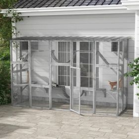 Wooden Outdoor Cat House Catio Playground Cat Window Box Out