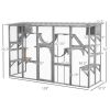 Wooden Outdoor Cat House Catio Playground Cat Window Box Out