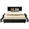 Full Size Black Pu Leather Button Tufted Platform Bed