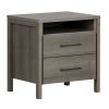Modern Grey 2-Drawer Nightstand with Cubby Shelf