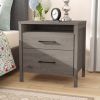 Modern Grey 2-Drawer Nightstand with Cubby Shelf