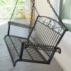 Wrought Iron Outdoor Patio 4-Ft Porch Swing In Black