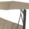 Tan 3-Seat Outdoor Porch Deck Patio Canopy Swing With