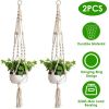 2Pcs Plant Hanger Flowerpot Net Bag 40In Cotton Rope Plant