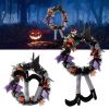 Halloween Witch Wreath Pumpkin Door Decorations Artificial P