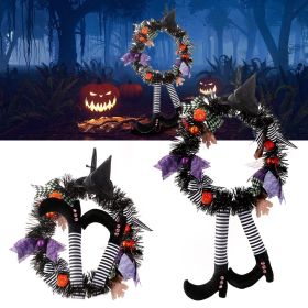 Halloween Witch Wreath Pumpkin Door Decorations Artificial P