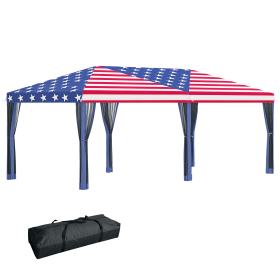 Outsunny 10' X 20' Pop-Up Canopy Tent Gazebo With American Flag