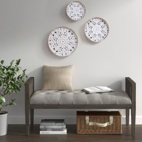 Distressed White Floral Carved Wood Wall Decor Set