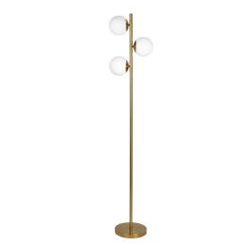 Modern Gold Floor Lamp with Opal Glass Shades